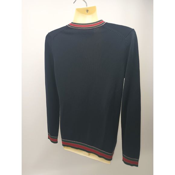 Gucci Women's Navy Blue Striped Merino Wool Knit Cardigan Size Small - Picture 3 of 6